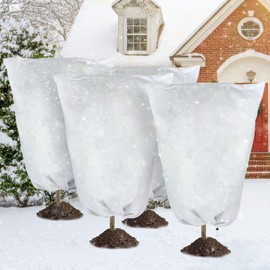 Plant Covers Freeze Protection-39.37 X 39.37 Inch Warm Plant Protection Cover Bags, Reusable Frost Cloth Blanket Protecting Fruit Tree Potted Plants from Freezing Animals Eating (4 Packs)