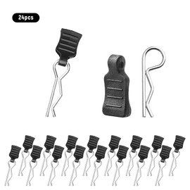 Werownsgso 24 Pieces RC Body Clips, Body Shell Pin Replacement Parts, Body Clips Bent Springy R Pins, Stainless Steel RC Mounting Clamp Set for Remote Control Model Car Shell