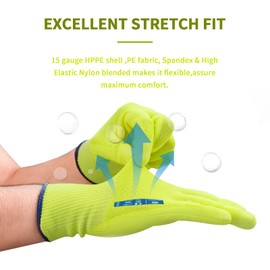 Infimor 6 Pairs Cut Resistant Gloves, CE Level 3 ANSI CUT 3 Protective Cutting Work Gloves for Women and Men, Firm Grip Construction Mechanics Gloves and Gardening Gloves(Yellow,M)