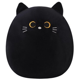 SQEQE Cat Plushie Black Cat Stuffed Animal Kawaii Cat Plushie Pillow Black Cat Shape Design Stuff Toy Gifts for Kids Decor(Black, 10 Inch)