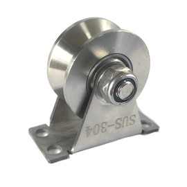 Chiloskit Stainless Steel 2" Sliding Gate V Groove Roller Bearings Pulley Wheels for Track Rail Sliding Sate Gym Pulley System with Bracket, Capacity 660 lb