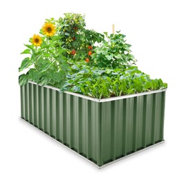 KING BIRD 68" x 36" x 24" Galvanized Raised Garden Bed Outdoor Heightened Steel Metal Planter Box for Deep-Rooted Vegetables, Flowers, Large Raised Bed Kit(Green)