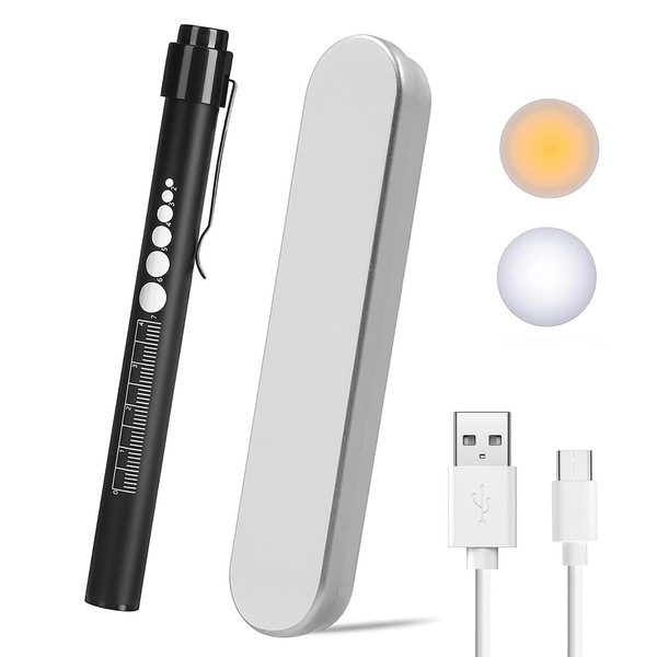yuentoen Pen Light, LED Pupil Gauge Penlight with 2 Light