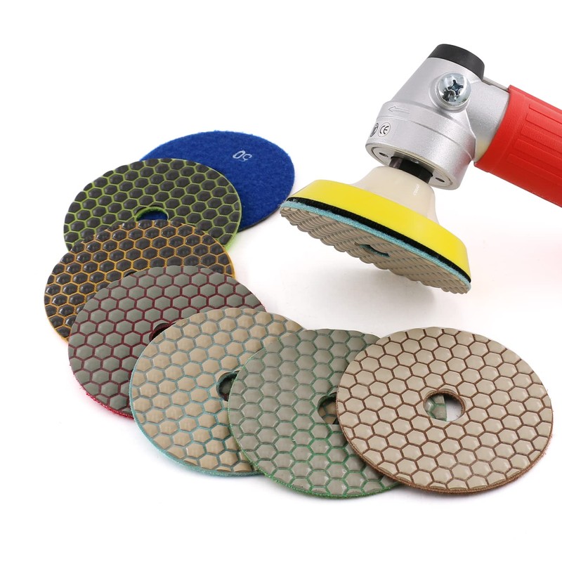 4" Dry Diamond Polishing Pads and Backer Pad - Sanding