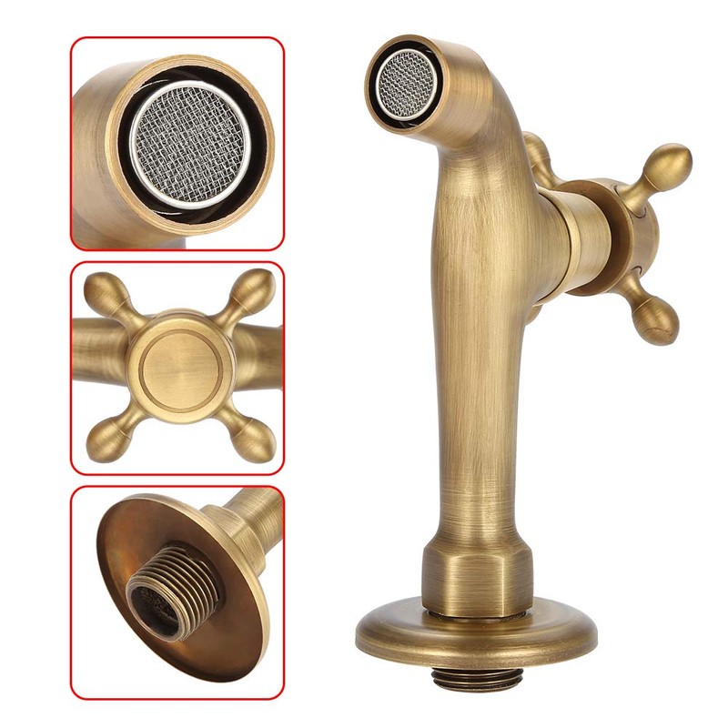 European Classic Mop Pool Faucet Wall Mounted Single Cross Handle