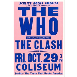The Who and The Clash 1982 concert poster print - 24" x 36"