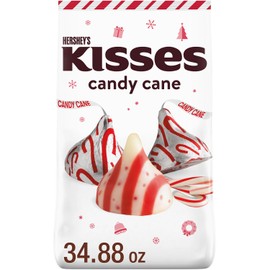 HERSHEY'S KISSES Candy Cane Flavored, Christmas Stocking Stuffer Candy Bulk Bag, 34.88 oz