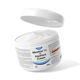 Aqueous Cream with Menthol 1% - 500g | Cooling Emollient for Softening & Soothing Skin | External Skin Cleansing Agent