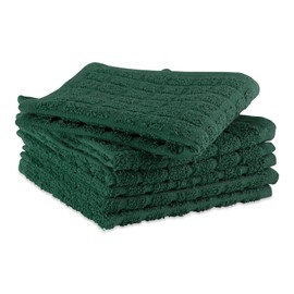 DII Basic Terry Collection - Juego de paños de Cocina sólidos para Ventanas, 12 x 12 Pulgadas, Verde Oscuro, 6 Piezas