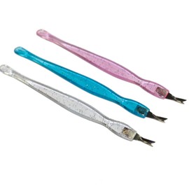 PACKOVE 12Pcs Dead Skin Fork Nail Art Tools for Cuticle Trimming and Removal Dual End Pusher with Non Slip Handle for Home and Salon Use Blue White