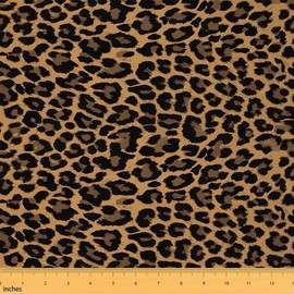 Feelyou Leopard Print Fabric by The Yard, Safari Animal Print Upholstery Fabric for Chairs, Cheetah Theme Decorative Waterproof Outdoor Fabric, 2 Yards, Brown Black