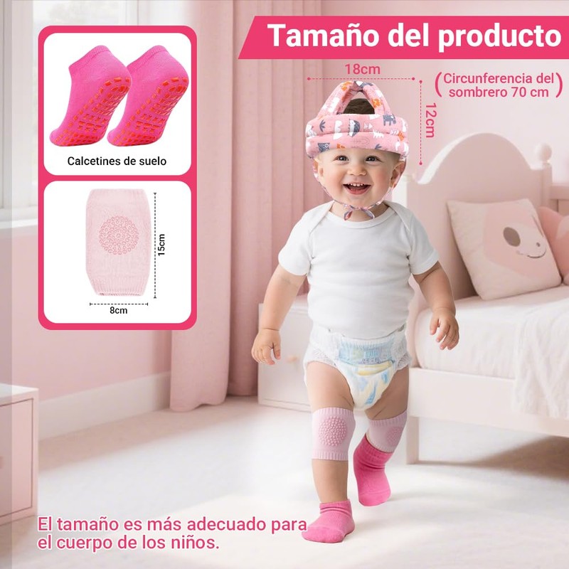 YUJWW Casco para Bebé 3 Piezas - Casco + Calcetín