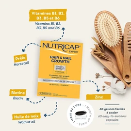 NUTRISANTE Nutricap Expert Hair & Nail Growth - Food Supplement for Fast Hair Growth - Exclusive Capiline Complex - Promotes Hair Growth & Development - Biotin, Walnut Oil, Vitamine B3-60 softgels