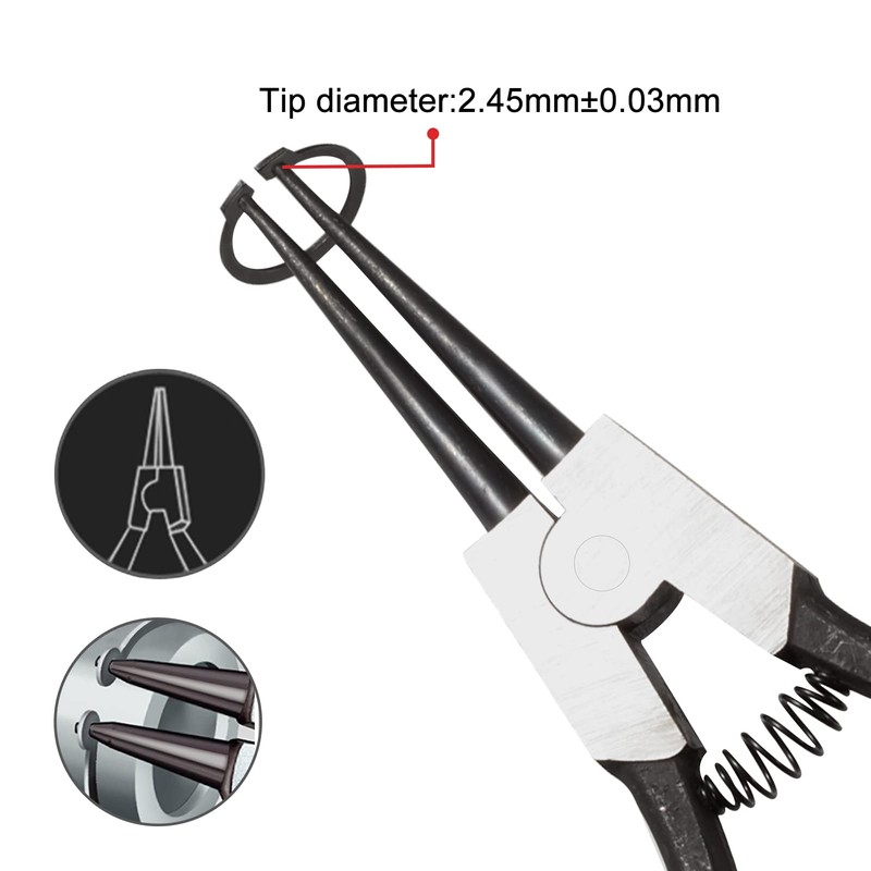 LEONTOOL Snap Ring Pliers for Axles, Straight Long, Nail Tip