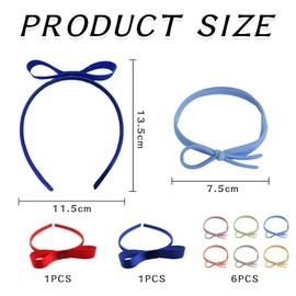 2 Pieces Of Bow Headbands And 6 Pieces Of Hair Ties, Retro Headbands, Children'S Hair Accessories, Cute Hair Accessories, Elastic Hair Ropes, Hair Decorations