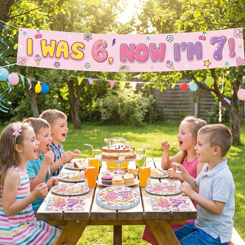 40PCS I Was 6 Now I'm 7 Decoration Pink 67