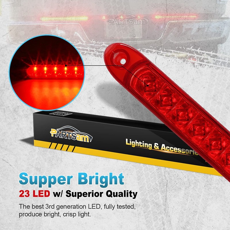 Partsam 2PCS 17 inch Red LED Trailer Light Bar 23