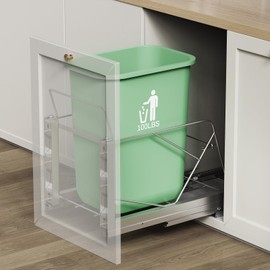 LIONONLY Pull Out Trash Can Under Cabinet, Door Mount & Pull Handle Twin-Mode, Pull-Out Garbage Holder, Under Sink Pull-up Kit with Soft-Close Slides, for Kitchen, Sink, Drawer(Bin Not Included)