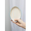 Large Oval Ceramic Soap Dish with Floral Prints, Blue Rim,