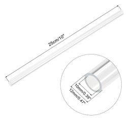 sourcing map Pack of 4 PVC transparent tubes, inner diameter 10 mm, diameter 12 mm, length 250 mm, acrylic plastic tube for lamp making, floor lamps, furniture
