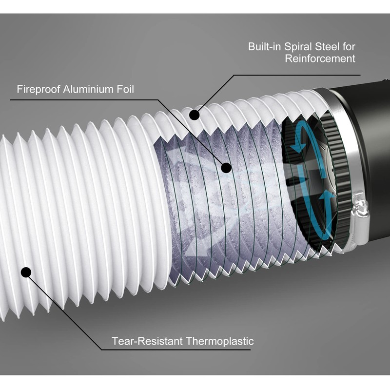 Flehomo 4Inch 25Ft Aluminum Ducting, Flexible Heavy Duty 4 Layer