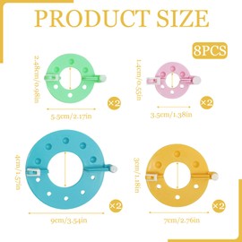 8 Pcs Pompom Makers, 4 Sizes Pom pom Makers, Reusable DIY Fluff Balls Knitting Craft Easy Way to Make Pompoms for Fluff Ball Weaver Needle Craft DIY Wool Knitting Craft Tool Set Decoration