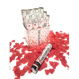 Party Xclusive Red Heart Confetti Cannon Celebrate Party Poppers Anniversary Photo (2 Pack)