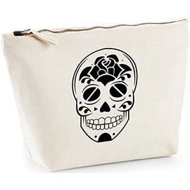 Hippowarehouse day of the dead skull 1 printed make up cosmetic wash bag 18x19x9cm