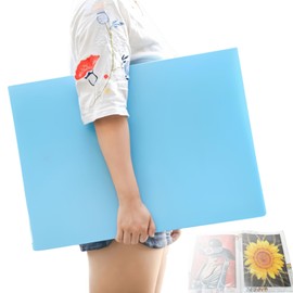 MOTEERLLU A2 Storage Book Suitable for 22x15 inches Diamond Paintings,Diamond Art Kit Storage Container with 30 Pocket Sleeves,Portfolio Folder for Artwork (Blue)