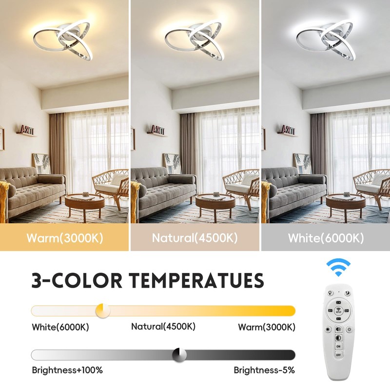 CANEOE Modern Ceiling Light Fixtures,42W Dimmable Flush Mount Led Ceiling