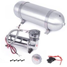 CNRAQR 200PSI Heavy Duty Air Horn Compressor with 3 Gallon Aluminum Air Tank Kit 1/4NPT Air Compressor Onboard System 12V for Train Cars Vehicles Semi Pickup Trucks Air Suspension Compressor Kit