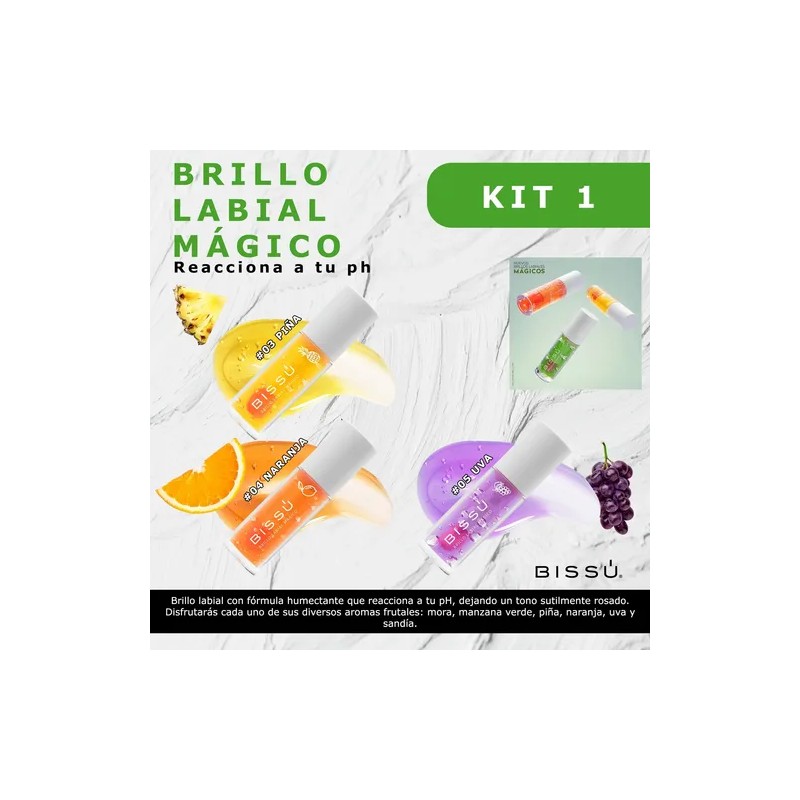 Brillo Labial Mágico Bissú Línea Labios - Set 3 Tonos