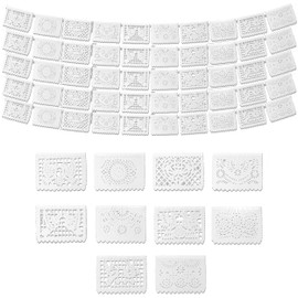 Cartel de papel picado blanco (paquete de 5 – 10 diseños de bandera de papel tisú por bandera/no plástico) – Banners mexicanos blancos para fiestas y bodas – Decoraciones de fiesta temática mexicana –