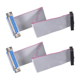uxcell IDC Wire Flat Ribbon Cable DB25 Female to FC-26 Female Connector 2.54mm Pitch 20cm Length, 2pcs