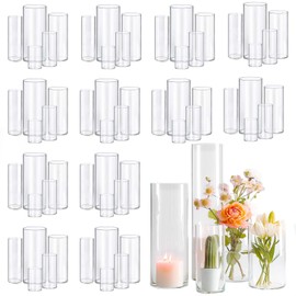 Glass Vase 60pcs Glass Vase Cylinder Vases for Centerpieces Small Flower Glass Vases Clear Vases Home Decor Centerpiece Table Flower Vase Decorations for Wedding Decoration＆Holiday Mixed Sizes Tall