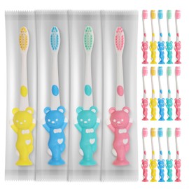 Gisdo 200pcs Toddler Toothbrush Kids Manual Toothbrush Individually Wrapped Toothbrushes,Kids Toothbrush for Age 2+ Children Toothbrush, Boys Girls Toothbrush(4 Colors)