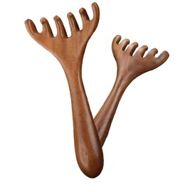 Massage Comb Wood, 2 Packs Massage Comb Made of Meridian Comb with Long Handle, Head Massager Sha Wooden Comb, Wide Tooth Combs for Women Scalp Massager
