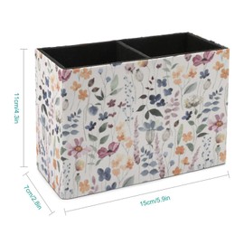 Niapessel Pencil Holder for Desk, Vintage Flower Pen Holder Storage Desktop Pen Organizer Desk Pencil Organizer Makeup Brush Holder for Office School College Leather
