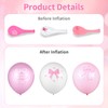 54 Pcs Latex Bow Balloons, 12in Pink & White Balloons