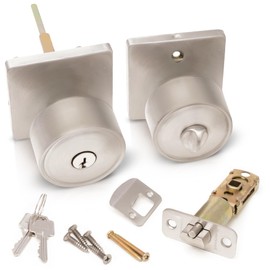 Honeywell Safes & Door Locks - Door Knob with Lock, Satin Nickel, Keyed Entry – Door Locks for Front Door, Bedrooms, and Interior Use – Door Knobs Interior for Homes and Offices - 8103600