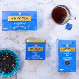 Twinings Lady Grey Loose Black Tea Tins, Pack of 6, 3.53 Ounce Tins With Lemon & Orange Peel, Caffeinated