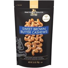 Squirrel Brand Sweet Brown Butter Cashews, 3.5 oz Resealable Bag, Gourmet Flavored Cashews Nuts, Gluten Free, Vegetarian