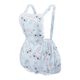 CutiePlusU Cotton Button Crotch Adult Onesie Romper Bodysuit Pyjamas Full Print Overalls, Dr. Bunny