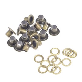 sourcing map Eyelets with Washers, 10 x 5 x 7mm Alloy Through Hole Hollow Rivets Grommets Chrome Plated for DIY or Craft Projects Bronze Tone 200 Set