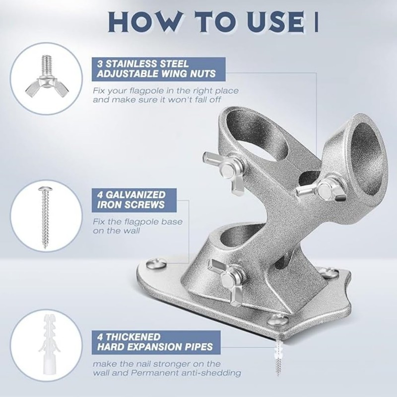 Flag Pole Holder, Outside House Flag Pole Bracket, Heavy Duty