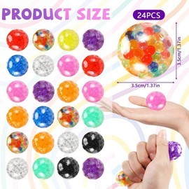 Farerkass Pack of 24 Anti-Stress Toy Balls, Mini Mesh Stress Balls, Anti-Stress Ball, Children's Set, Squishy Balls with Water Beads, Squeeze Ball for Anxiety Relief and Calming Birthday Gifts