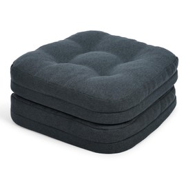 baibu Set of 2 Dining Chair Cushions, Dual-Layer Patent Design Memory Foam Kitchen Chair Cushions, Non-Slip Seat Pads with Ties, 16.5 x 16.5 x 3.5in, 2 Pack, Charcoal Grey