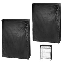 QWORK Storage Shelving Unit Cover, Wire Rack Cover for Shelf 48"x18"x 72", 210D Oxford Cloth, to Keep Rack Clean, 2 Pack, Black Cover Only