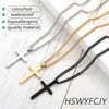 HSWYFCJY Cross Chain Men's Silver/Gold/Black Stainless Steel Cross Chain Long