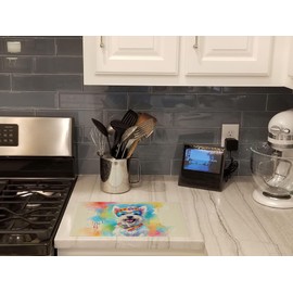 Caroline's Treasures DAC2569LCB Westie Hippie Dawg Glass Cutting Board Large Decorative Tempered Glass Kitchen Cutting and Serving Board Large Size Chopping Board